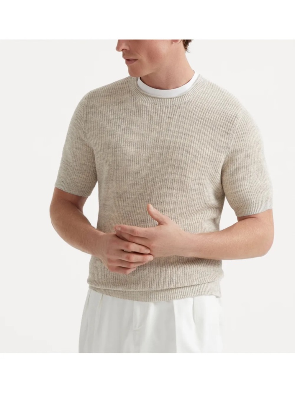 Knitted T-Shirt – Light Beige | Size Large - Picture 5 of 6